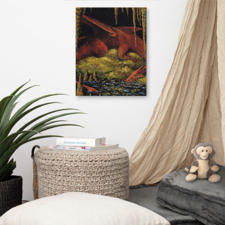 Dragon's Cave and Treasure Hoard | Mounted Wrapped Canvas Print