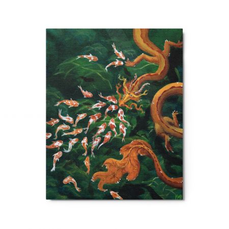 Water Dragon and Koi Fish Print | Metal Prints