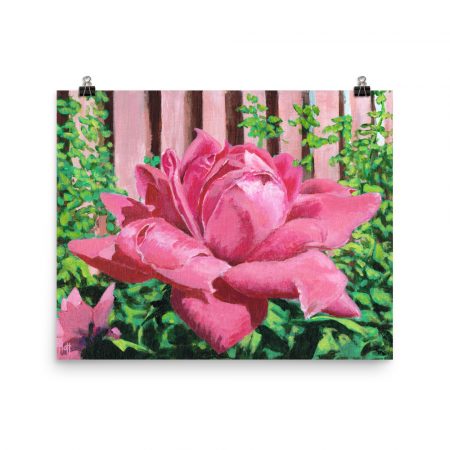 Pink Rose Backyard Garden | Glossy Photo Poster Print
